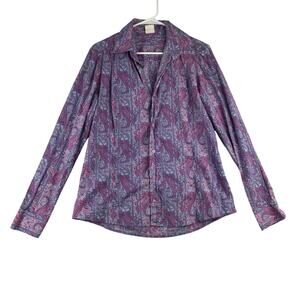 Craig Taylor Grace Fit Button Up Shirt Womens Large Wisteria Lane Purple Paisley